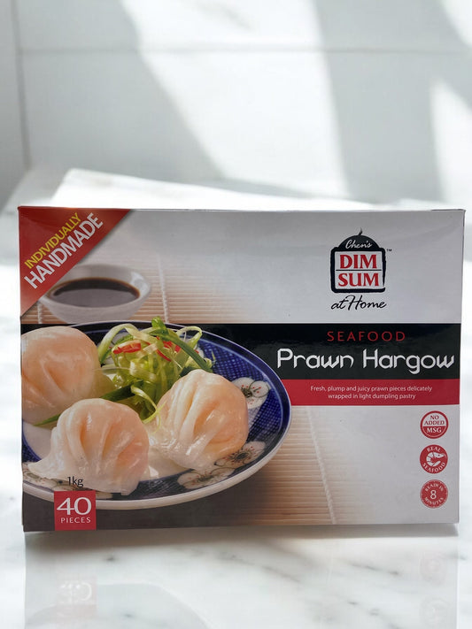 冷凍エビ餃子1kgパッケージ、約40個入り、チェンズブランド。