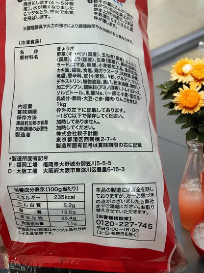 餃子計画 肉餃子　冷凍餃子 1kg 50個入り 国内生産 ジューシー生餃子