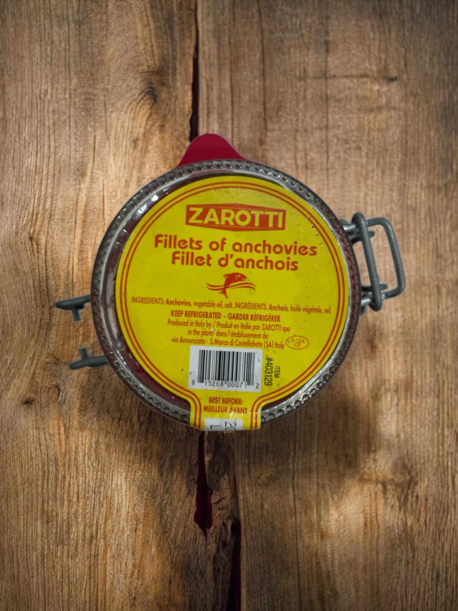 ZAROTTI アンチョビ フィレ オイル漬け 230g　【冷蔵商品】 / ザロッティ  　イタリア産