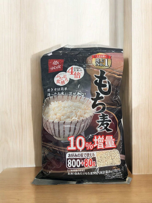 はくばくのもち麦 880gパック、食物繊維豊富で白米に混ぜて楽しめる穀類。