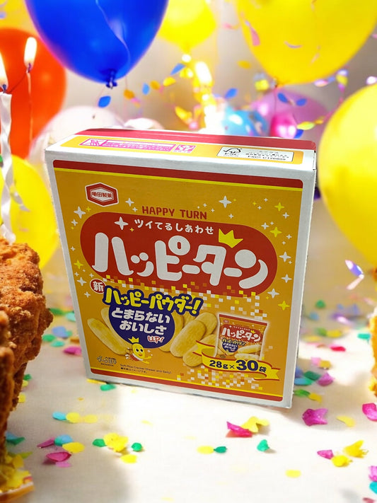 亀田製菓 ハッピーターン BOX 28g x 30袋のパッケージイメージ。