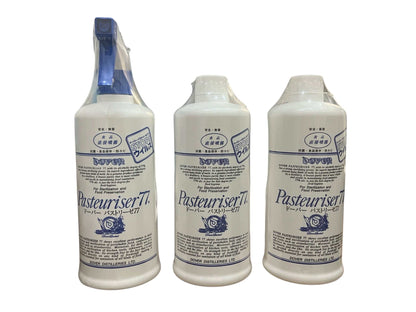 【お得なセット販売】ドーバー パストリーゼ 77 　【 本体1本 ＋ 付け替え用2本  計3本セット 】 　各500ml×3　食品用 除菌アルコールセット　詰め替え用