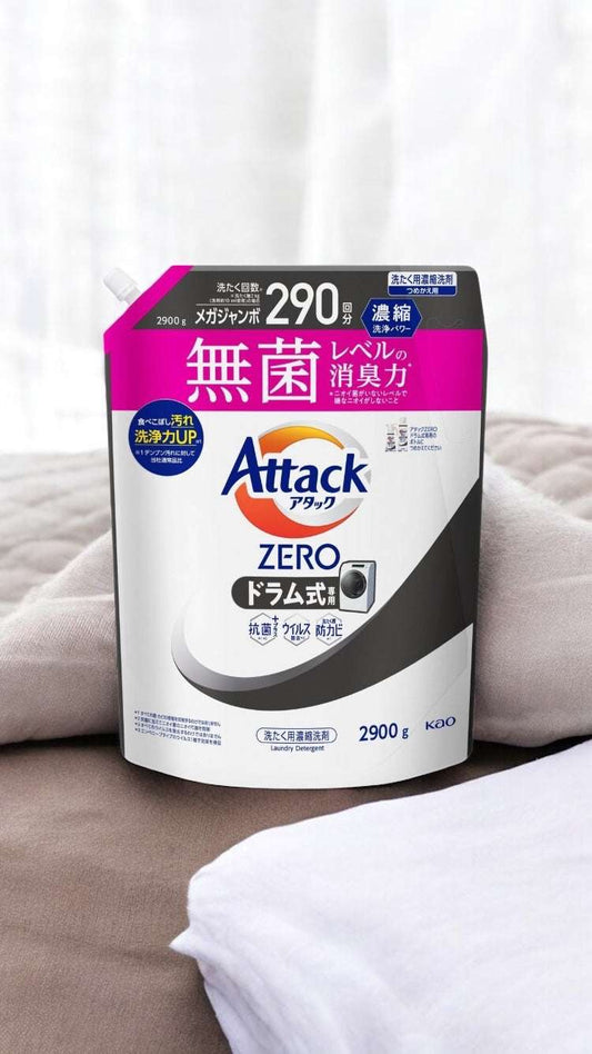 ドラム式専用濃縮洗濯洗剤Attack ZERO, 290回分, 消臭抗菌効果, 高洗浄力, コストコ限定処方, 部屋干し対応.