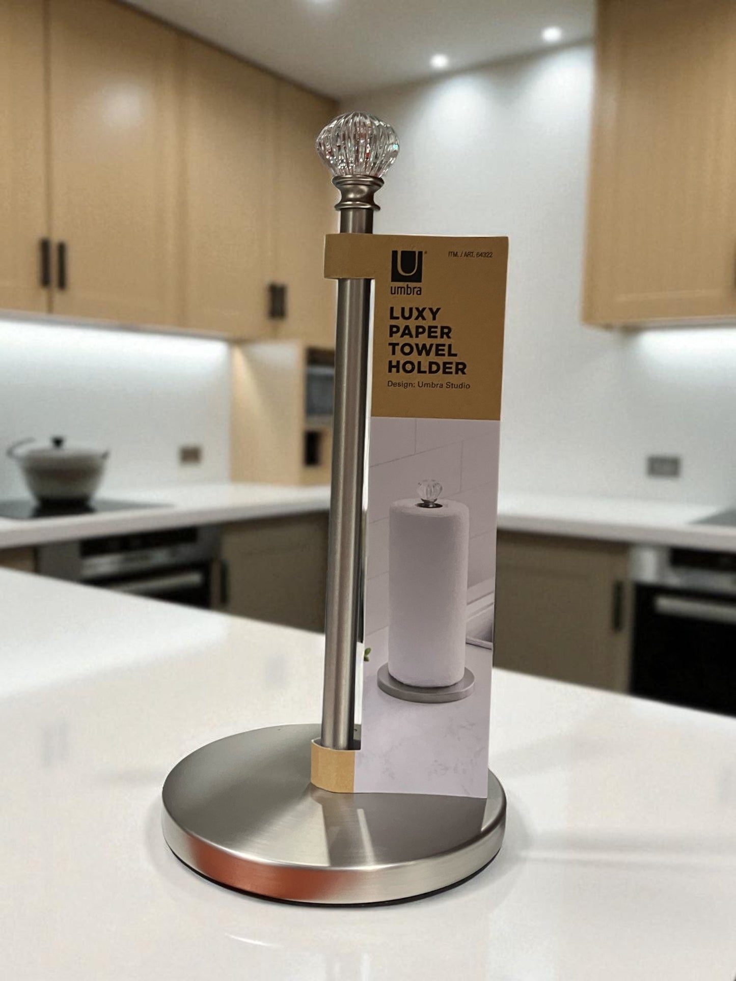 アンブラ ペーパータオルホルダー クリスタル メタルベース付き高級感ある紙タオルスタンド
