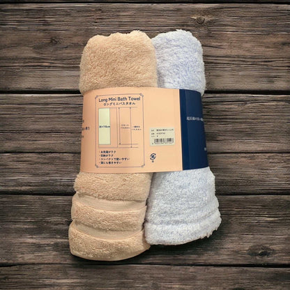 UCHINO 贅沢タオル ロングミニバスタオル 38cm × 110cm 2枚パック 　ブルー/オレンジ