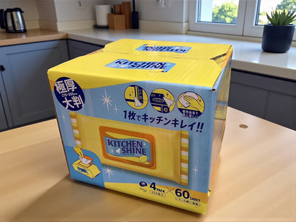 キッチンクリーナー ワイプ  キッチンシャイン  60枚×４パック入り クリーニングワイプ