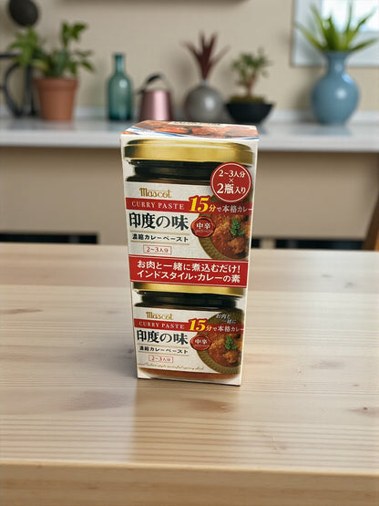 マスコット 印度の味 中辛 180ｇ × 2個セット 濃縮 カレーペースト 2～3人分