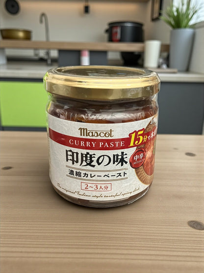 マスコット 印度の味 中辛 180ｇ × 2個セット 濃縮 カレーペースト 2～3人分