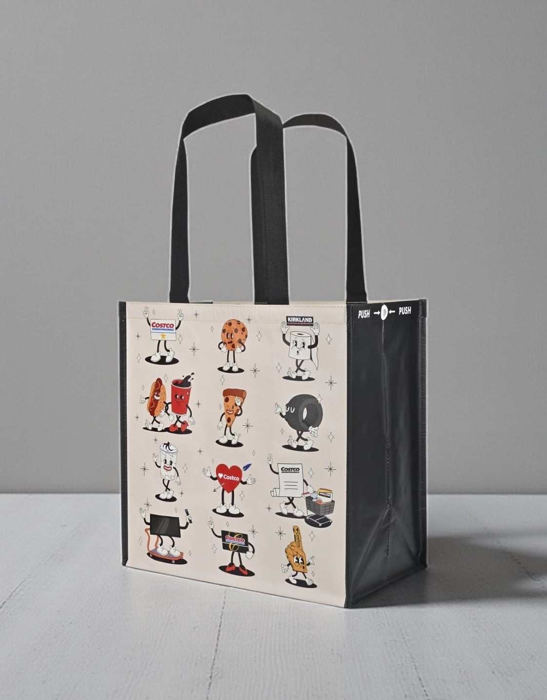 コストコ キャラクターがデザインされた肩掛けショッピングバッグ 小サイズ 横41cm×縦41cm×奥行25cm