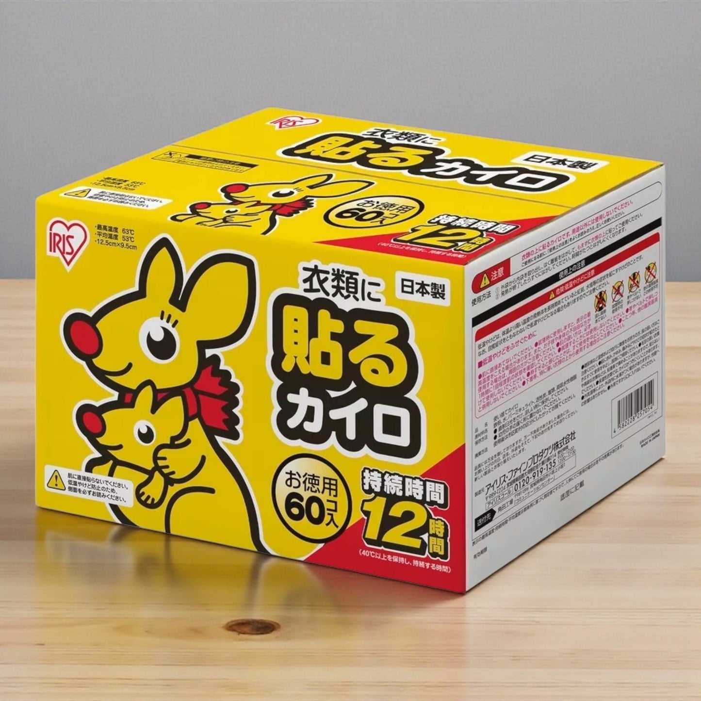 アイリスオーヤマ ぽかぽか家族 貼るカイロ レギュラー 横12.5㎝ 縦9.5㎝ 60パック入り セット販売  カイロ【お得】