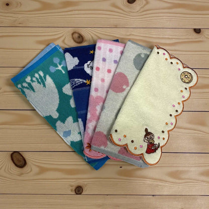 ムーミンハンカチ5枚セットBタイプジャカードミニタオル25cm×25cm 綿100%