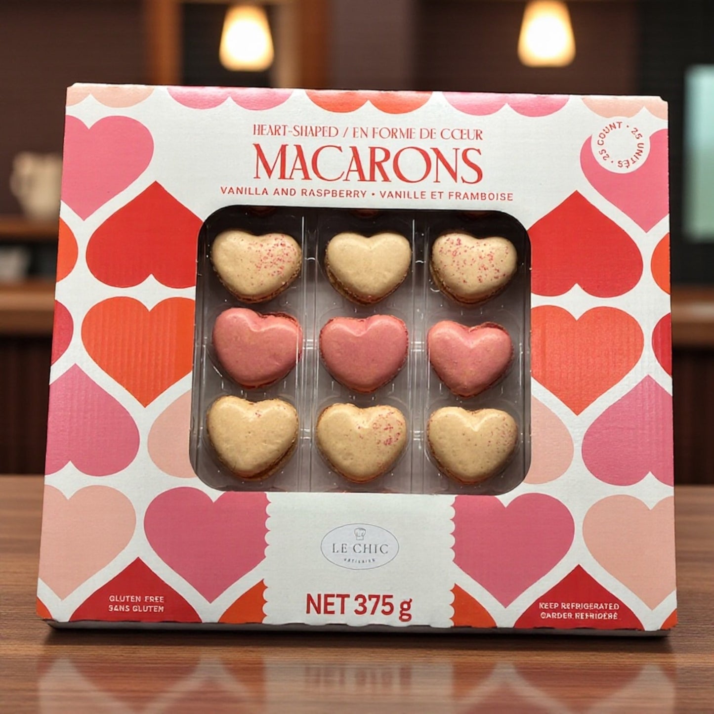 【冷蔵商品】ハートマカロン ルシック  375g  25個入り バニラ ラズベリー  ハート型 マカロン  LE CHIC   ベルギー産
