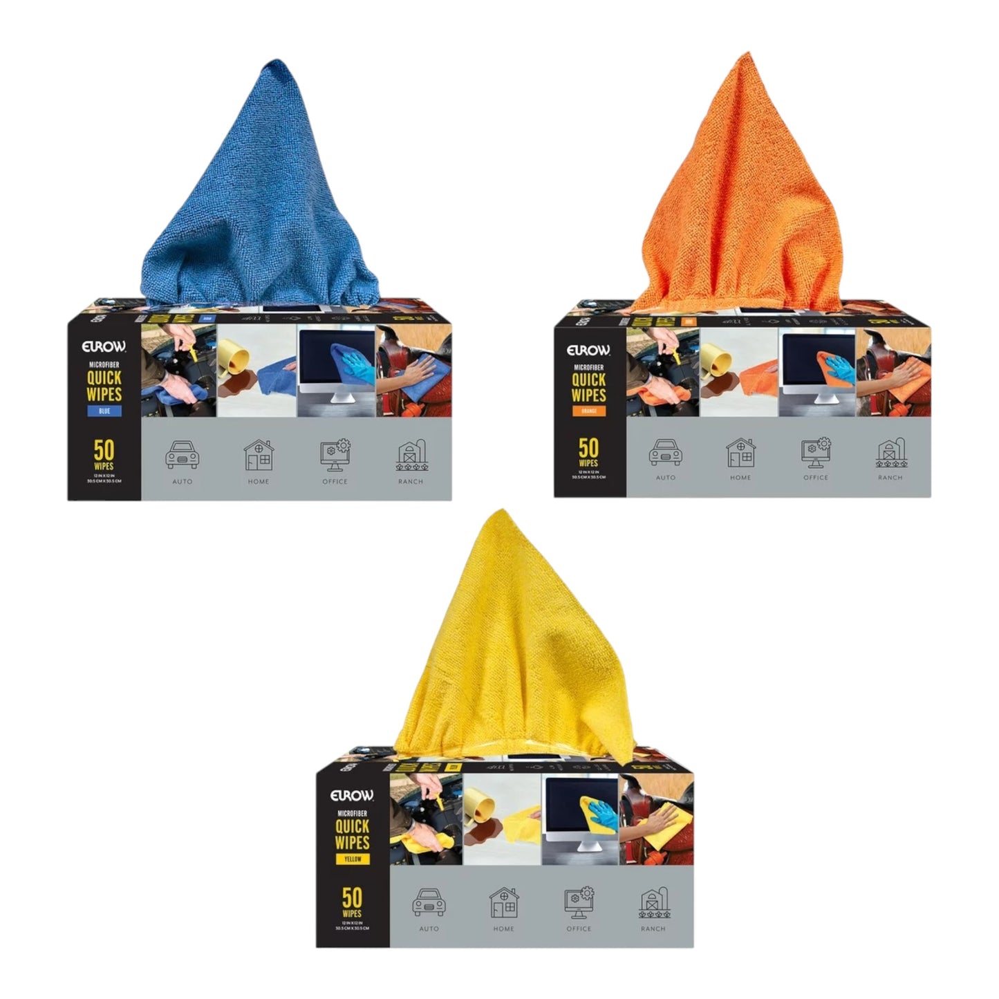 EUROW マイクロワイプ 50枚入り 使い捨てタオル カラー ブルー