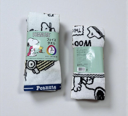 西川　スヌーピーフェイスタオル３枚セット 34x80cm  デザイン A