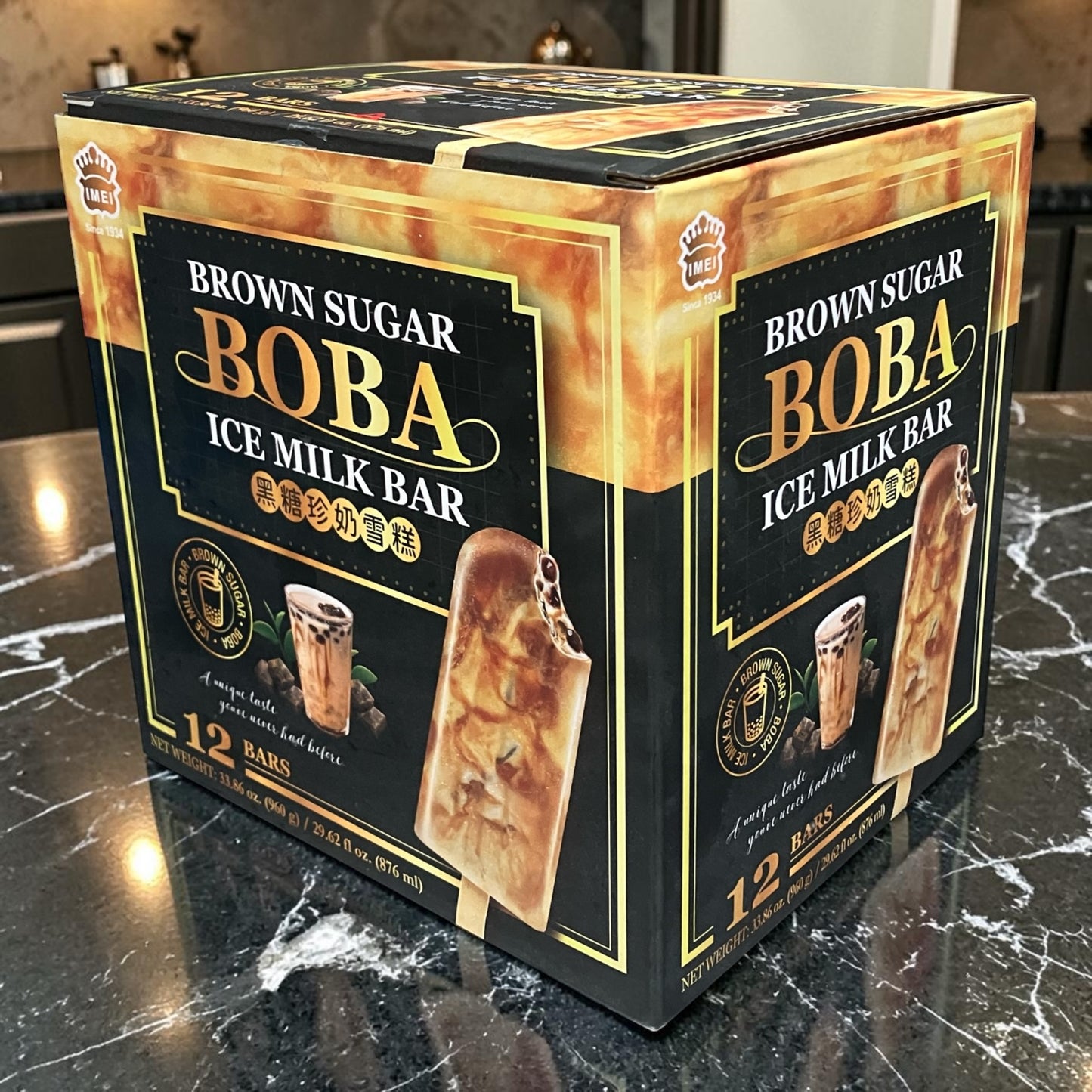 IMEI 黒糖珍奶雪糕 黒糖タピオカミルクアイスバー  4本入り × 3箱セット  【お得】960ｇ  BROWN SUGAR BOBA ICE MILK BAR