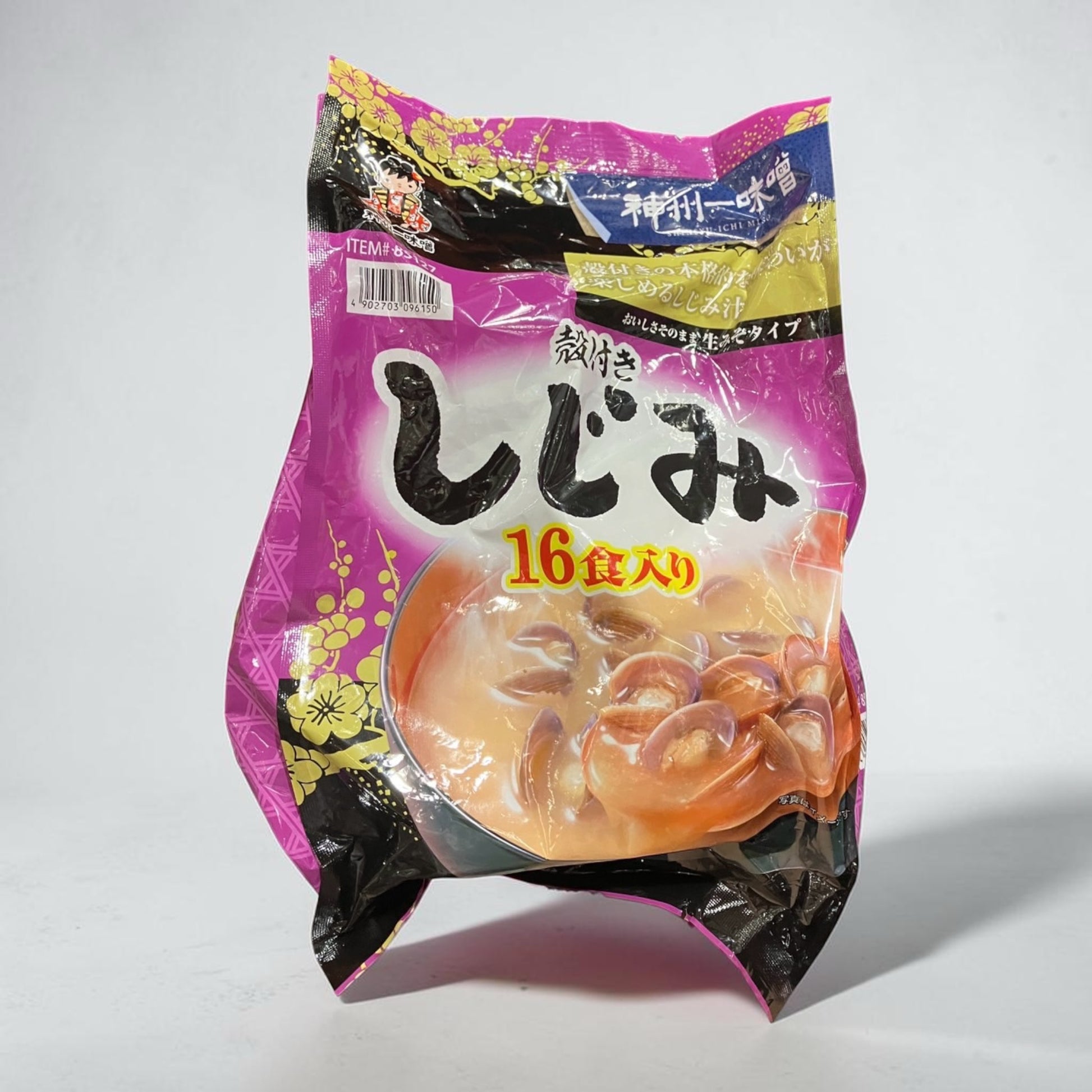 コストコ 商品 全国発送 KOCOSTORE 神奈川県鎌倉市の神州一味噌 殻付きしじみ味噌汁16食入り。紫色のパッケージに入った即席しじみ味噌汁